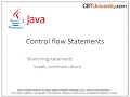 Java - Control statements - break, continue and return