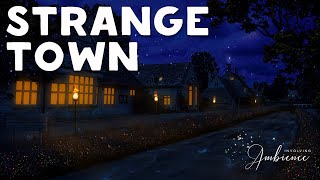 Strange Town ASMR Ambience🌀Summer Snow, Silver Pond, Torches Fire, Calming & Relaxing Night Sounds