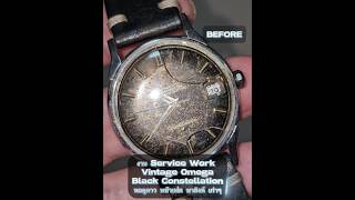 Service Damaged 1966 Vintage Omega Constellation black dial stainless steel case with dog legs