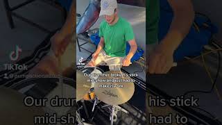 drummer breaks stick on stage