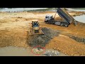 Incredible ! The Best Bulldozer Shantui Dh17c2 Working, Dozer pushing Soil, Dump Truck unloading