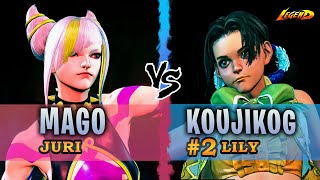 SF6 ▰ Juri ( Mago ) Vs. Ranked #2 Lily ( KoujiKOG )『 Street Fighter 6 』