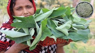 Farm Fresh Kochu Pure Vorta Recipe Healthy \u0026 Tasty Green Taro Leaf Paste Cooking Village Food