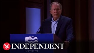 George Bush bungles speech condemning Putin invasion with Iraq reference