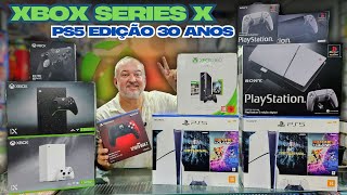 PS5 SLIM EDIÇÃO 30 ANOS, ESTOQUE LOTADOS XBOX SERIES X.