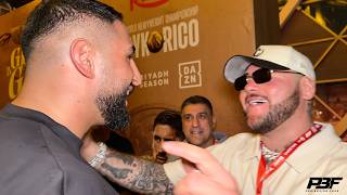 ANDY RUIZ JR RUNS UP ON AGIT KABAYEL AND SIZES HIM UP BEFORE OLEKSANDR USYK VS RICO VERHOEVEN