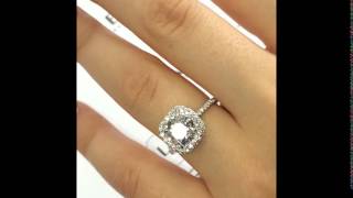 2 carat Round Diamond Engagement Ring in Cushion Halo