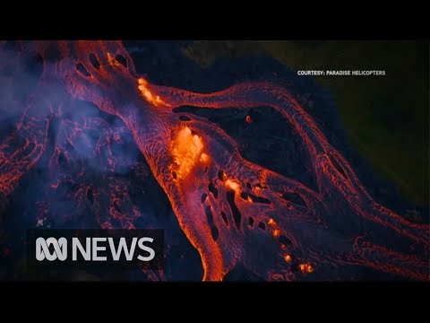 Rivers of fast-moving lava flow from Hawaii's volcano Rivers of fast-moving lava flow from Hawaii's volcano