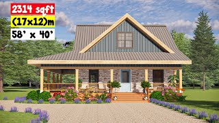 Exploring Cozy Small Cottage House Design Idea on 58' x 40' (17x12) Meter