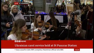 Ukrainian Christmas carol service at St Pancras station in London this day (UK) 22/Dec/2024