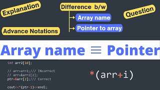 5. Using Array Name as Pointer || Pointer advance Notation || Array Name V/s Pointer || Techies Code
