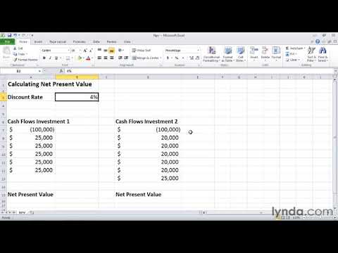 How to calculate investment NPV in Excel | lynda.com tutorial How to calculate investment NPV in Excel | lynda.com tutorial