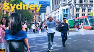 Sydney Australia Walking Tour - Busy George Street in the Evening | 4K UHD