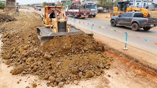 Ultimate Project!!Bulldozer Skills Pushing Stone and Cutting Building Road Foundation in Villageion