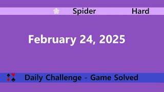 Microsoft Solitaire Collection | Spider Hard | February 24, 2025 | Daily Challenges