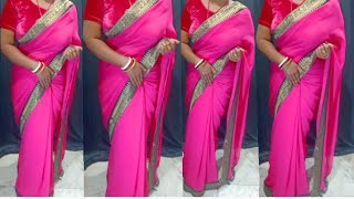 Pink silk Bengal saree draping style /Easy saree draping style|saree how to wear |Saree Draping