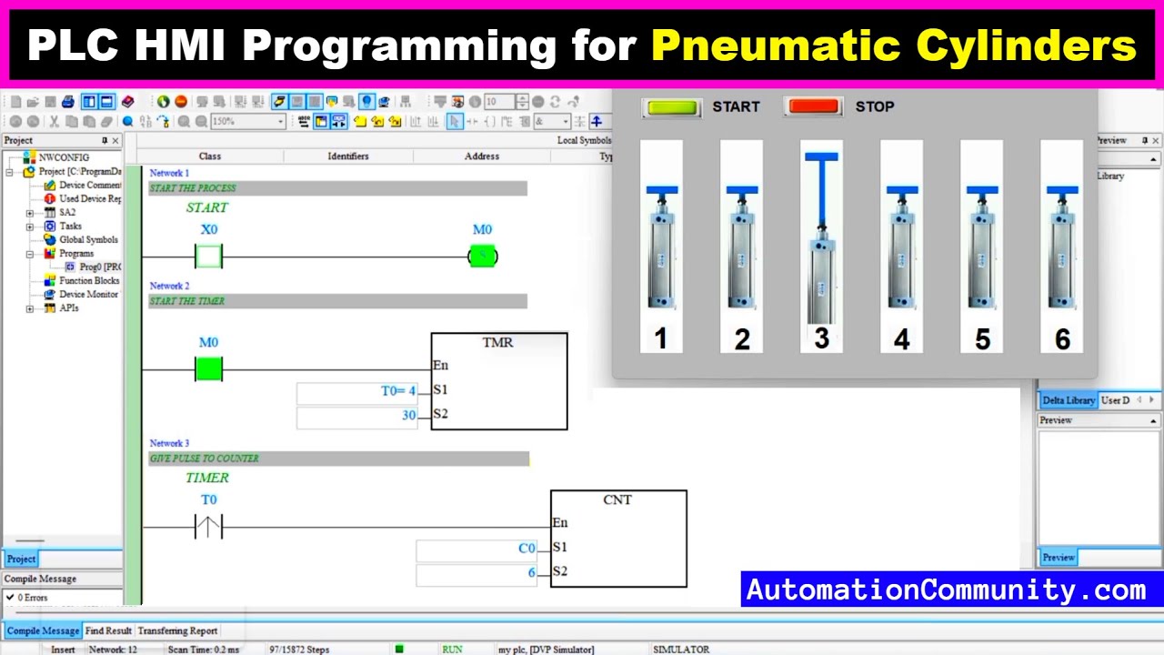 HMI And PLC Programming For Pneumatic Cylinders And Actuators - YouTube