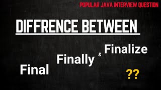final, finally, and finalize Explained | Java Interview Questions 2024 | Important