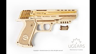 DIY Gun Puzzle for Kids | UGears Wolf-01 Handgun - Assembly Video | Stem Gun Wood Block Puzzle