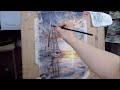 프리덤미술교습소 yacht sunset landscape watercolor 요트 노을 바다 풍경수채화