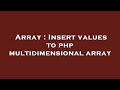 Array : Insert values to php multidimensional array