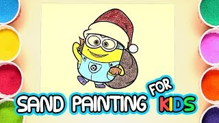 Minion Santa Claus Sand Painting Art for Kids | How to Make Sand Painting