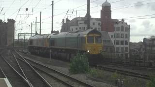 GBRf 66739 and 66736 passing Newcastle