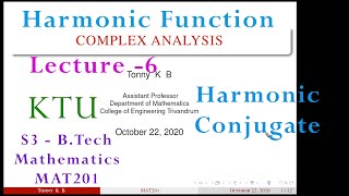 Complex Analysis | Harmonic Conjugate | Lecture-06