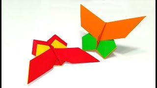 Origami butterfly (Yoshio Tsuda). Easy origami tutorial. Mariposa de origami