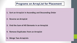 ArrayList Exercise for Placement