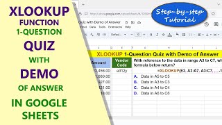 Google Sheets | XLOOKUP | Function | Extract Data | Quiz | Answer | Demo | Example | Spreadsheet