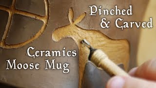 Handbuilding a Carved Moose Mug From Start To Finish | Relaxing Slow Crafting | Sgraffito Petroglyph