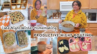 ✨Late Night Winter Homemaking✨Productive Night Routine[ Baking, Freezer Prep \u0026 Fermented Veggies]