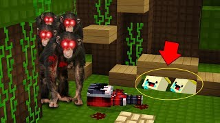 ซ่อนแอบเนียนเป็นกล้วย!! เพื่อหนีจาก ฝูงลิงบ้า สุดโหด!? หลุดจากลพบุรี?? (Minecraft ซ่อนแอบ)