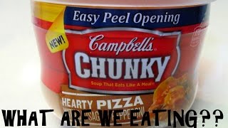 Campbell's Chunky Hearty Pizza SOUP?? - WHAT ARE WE EATING??? - The Wolfe Pit