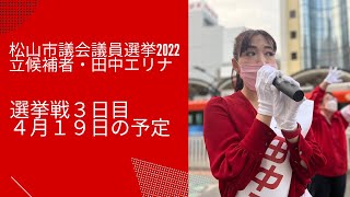 松山市議会議員選挙2022の立候補者【無所属】田中エリナ　選挙戦２日目を終えて【松山市議選】