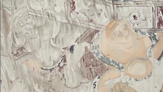 Conservation of a wall painting tracing from the Kondo of Horyuji temple, Nara