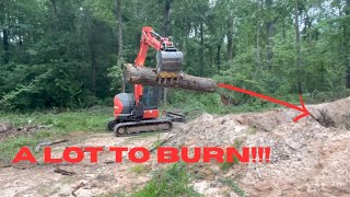 Preparing to Burn with Kubota KX-057 Part 1 of 2