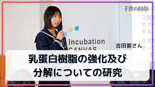 「乳蛋白樹脂の強化及び分解についての研究」（吉田 斐・中1）【小中学生トコトンチャレンジ2024成果発表会】