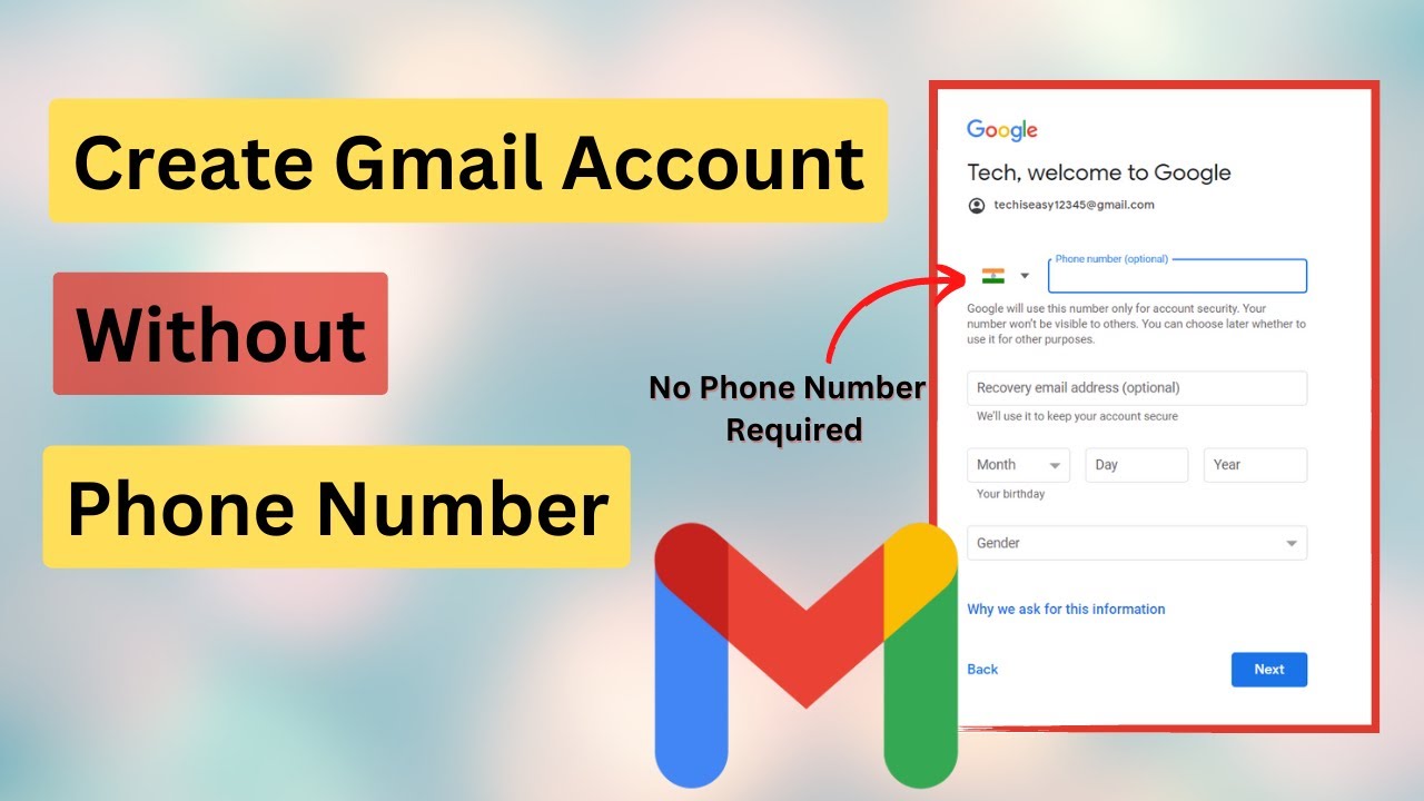 How To Create Gmail Account Without Phone Number Verification | Phone ...