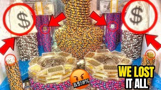 😡WE LOST IT ALL THEN THIS HAPPENED! HIGH LIMIT COIN PUSHER 20 QUARTER CHALLENGE