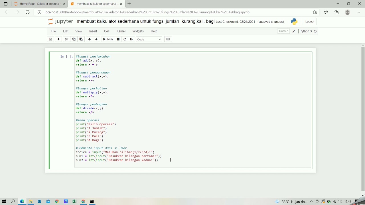 Cara Membuat Kalkulator Sederhana Di Python - YouTube