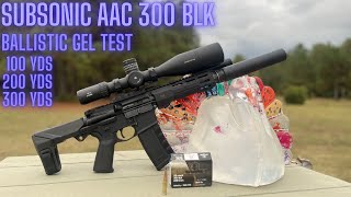 PSA .300 BLK, 7.5 barrel, gel test 100-300 yards, with 220 subsonic rounds