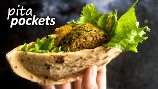 How To Make Delicious Pita Pockets | Stuffed Pita Bread | With Crispy Mung Patty and Homemade Tahini