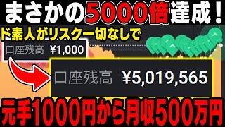 【5,000倍達成】ド素人がリスク一切なしで、元手1,000円を1ヶ月で500万にした方法を大公開！【バイナリーオプション】【ハイローオーストラリア】【BO】【投資】【簡単】【初心者】【高勝率】