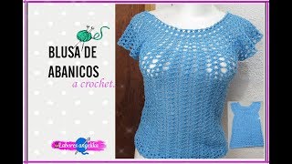 BLUSA DE ABANICOS A CROCHET. | Labores Angélika |