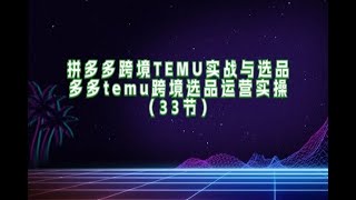 拼多多跨境TEMU实战与选品，多多temu跨境选品运营实操（33节）