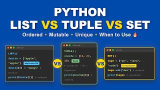 Python Lists vs Tuples vs Sets (Visually Explained) | Python Tutorial for Beginners #9