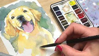 EASY Watercolor Line and Wash Puppy Tutorial for Beginners