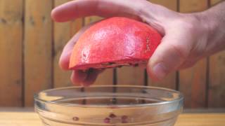 Deseed a pomegranate in 10 Seconds using a wooden spoon
